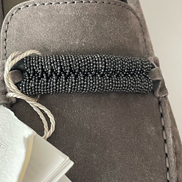 Brunello Cucinelli Grey Suede Loafers Size 38 New - Picture 4 of 9